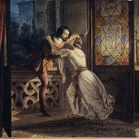 Roméo et Juliette. Peinture de Karl Pavlovich Brioullov. Musée d'art d'État, Dnipropetrovsk, Ukraine