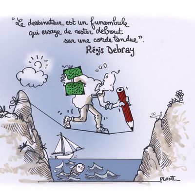 Régis Debray :« Le dessinateur est un funambule qui essaye de rester debout sur une corde tendue »