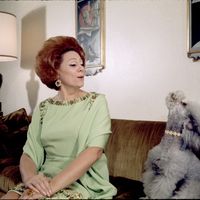 Renata Tebalbi pose avec son chien chez elle (1969) Nex York