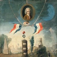 Allégorie de la Révolution avec un portrait en Médaillon de Jean-Jacques Rousseau par Nicolas-Henri Jeaurat de Bertry en 1794