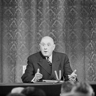 Conférence de presse du Général de Gaulle en octobre 1966 à l'Elysée.