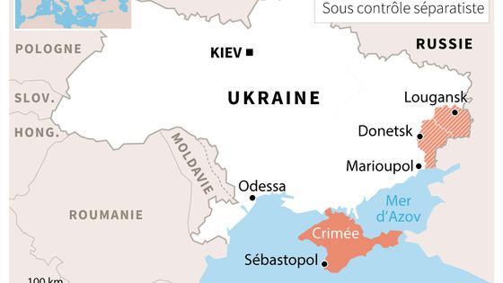 L'Ukraine et ses régions sous contrôle séparatiste et la Crimée, annexée par la Russie ©AFP - JOCHEN GEBAUER, STAFF / AFP