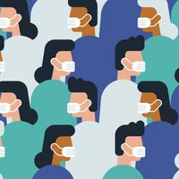 Illustration de la foule utilisant des masques médicaux.