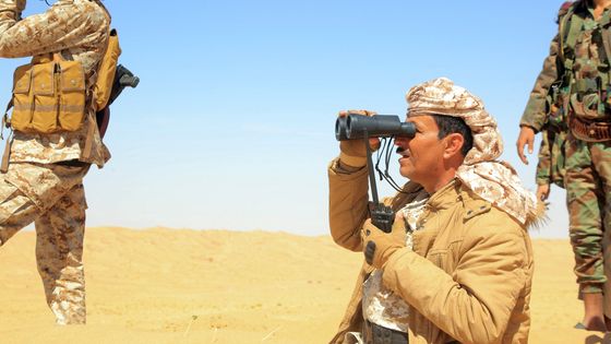Combattants loyalistes yéménite face aux Houthis dans la bataille de Marib, le 14/01/22 ©AFP - AFP
