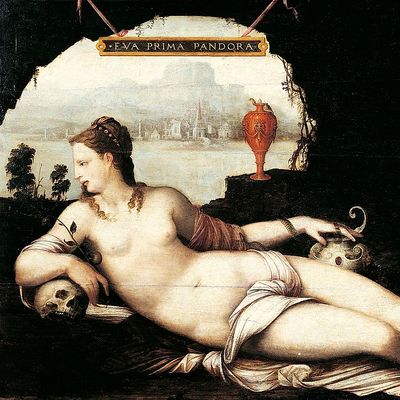 Eve la première Pandore, 1550, par Jean Cousin l'Ancien, Musée du Louvre, Paris.