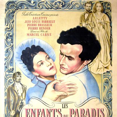 Arletty et Jean-Louis Barrault sur l'affiche du film "Les Enfants du Paradis" de Marcel Carné sorti en 1945.