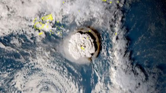Image satellite de l'éruption d'un volcan sos-marin aux tonga, le 15/01/22 ©AFP - Institut national de l'information du Japon
