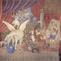 Peinture de Pablo Picasso « Rideau de scène du ballet "Parade" », 1917