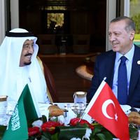 Le roi Salmane et le président Erdogan lors de leur dernière rencontre en 2015 en marge du G20.