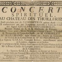 Affiche Concert Spirituel au Château des Thuileries en 1754