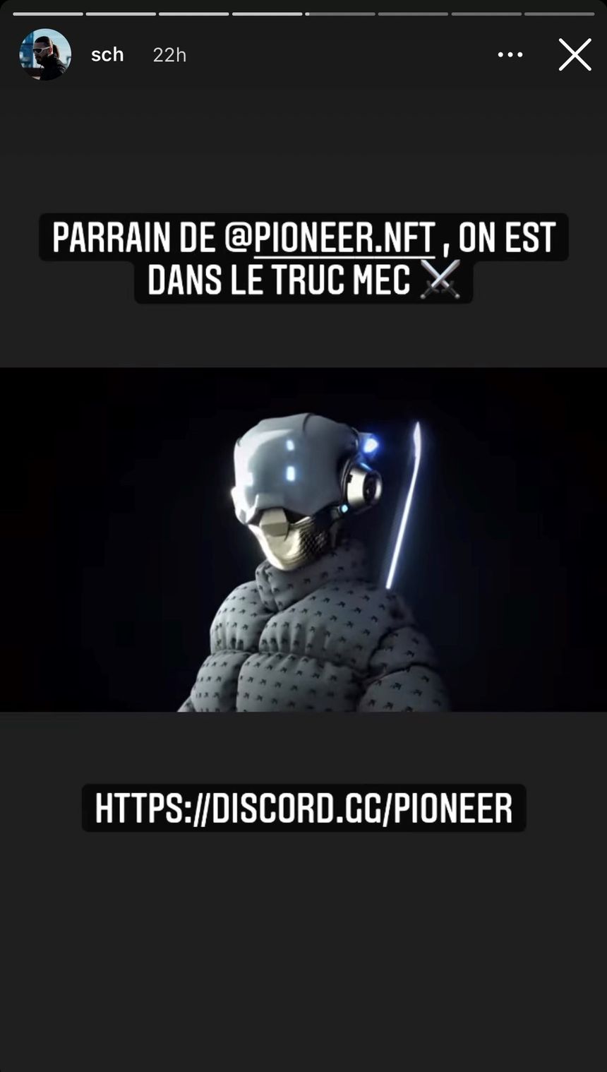 Capture d'écran story Instagram d'SCH