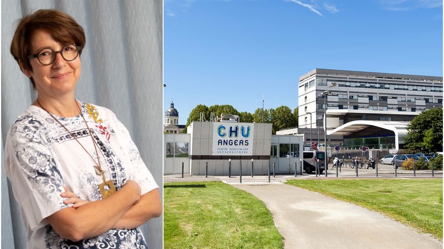 Cécile Jaglin-Grimonprez, la directrice générale du CHU d'Angers, et l'établissement qu'elle dirige depuis octobre 2017.