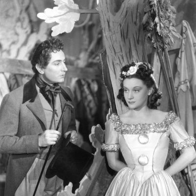 Pierre Brasseur et Maria Casarès sur le tournage des "Enfants du Paradis" de Marcel Carné en 1945.