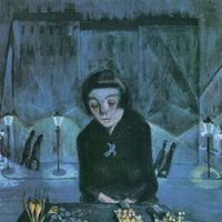 "Fille fatiguée et fleurs (Sonia)", portrait de Sonia Carmen Eckhardt-Grammaté de Walter Gramatté