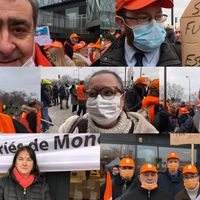 Plusieurs centaines de "travailleurs essentiels", de différents secteurs, ont manifesté jeudi à Paris pour réclamer une hausse de salaire.