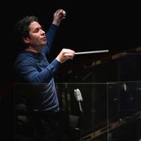 Le chef d'orchestre vénézuélien Gustavo Dudamel à Barcelone en mars 2021