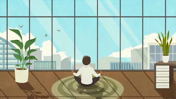 Illustration d'un personnage méditant à la fenêtre d'un appartement - Malte Mueller
