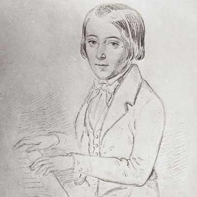 Le compositeur Camille Saint-Saëns enfant au piano. Détail d'une gravure datée du 19 mai 1846. BnF