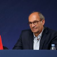 Valérie Pecresse et Eric Woerth à un conseil national du parti Les Républicains au Palais de l'Europe à Menton, le 30 juin 2018.