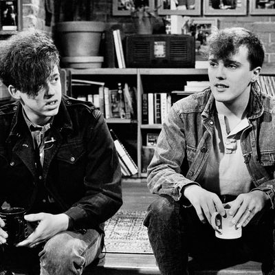 Roland Orzabal et Curt Smith, du groupe Tears For Fears, à New York, le 25 mai 1983.