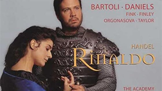Couverture du disque " Rinaldo " de Haendel avec Cecilia Bartoli et David Daniels, dirigé par Christopher Hogwood