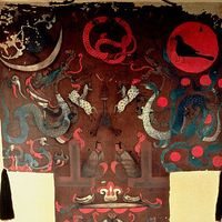 "Bannière de Mawangdui", Hunan, Chine, 2ème siècle BC, détail.