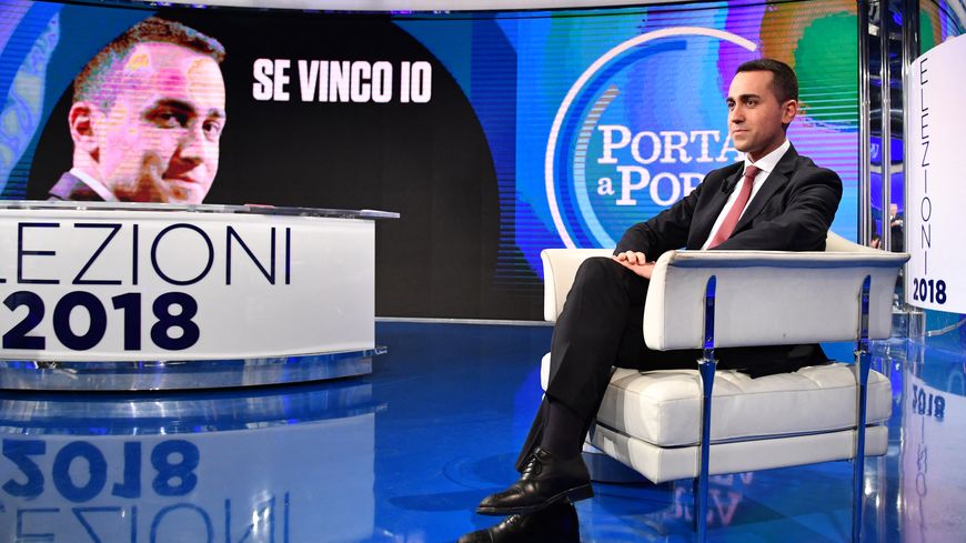L'ancien dirigeant du Mouvement 5 étoiles Di Maio à l'émission politique "Porta a porta" sur Rai 1 en 2018