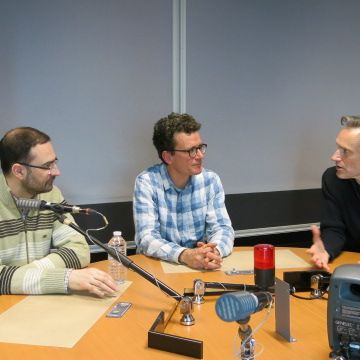 France Musique, studio 361 ... Les auteurs : Rémy Campos, Alain Carou & Le producteur : Philippe Venturini (g. à d.)