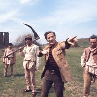 Pier Paolo Pasolini sur le tournage de son film "Décaméron" en avril 1971.
