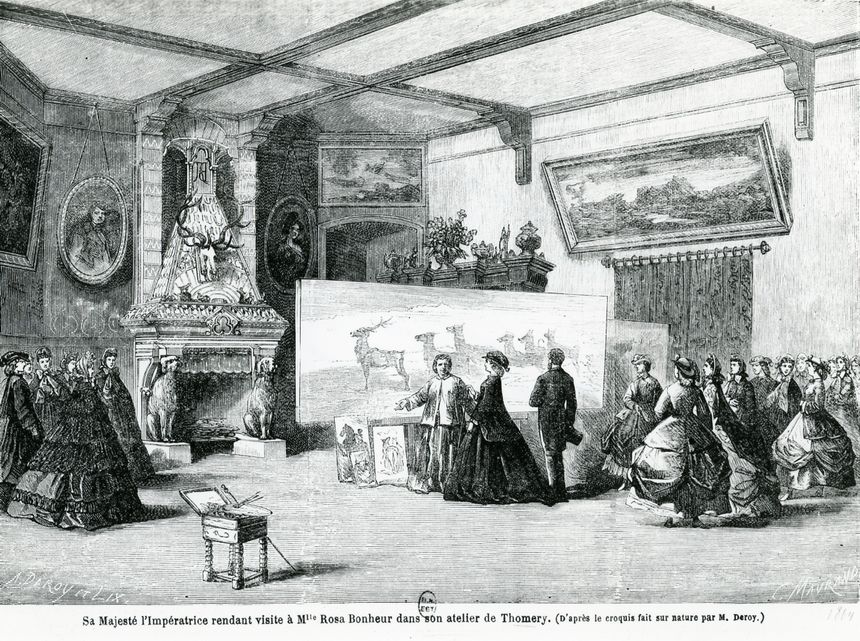 L'impératrice Eugénie visitant l'atelier de peinture Rosa Bonheur, en 1864