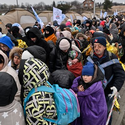 Réfugiés ukrainiens arrivant en Pologne