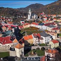 Vue aérienne de la vieille ville Kremnica, petite citée médiévale de la Slovaquie centrale