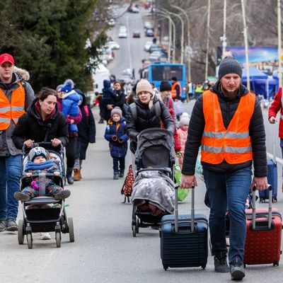 A Oujhorodà la frontière entre l'Ukraine et la Slovaquie le 9 mars 2022.
