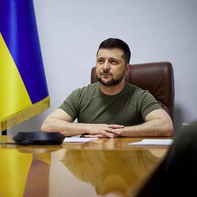 Le président Volodymyr Zelensky s'exprimant en ligne lors d'une réunion du Conseil européen.