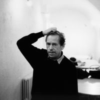 Vaclav Havel (1936-2011) dramaturge et politicien, en 1989