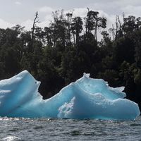 Icebergs from the San Rafael Glacier float on the San Rafael Lake, in the region of Aysen, southern Chile