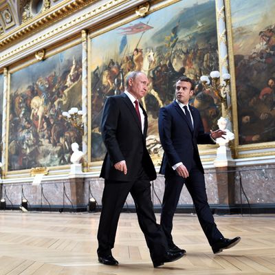 29 mai 2017, Vladimir Poutine et Emmanuel Macron au château de Versailles