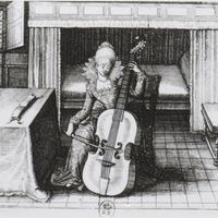 La joueuse de basse de viole / Merian (1593-1650) graveur