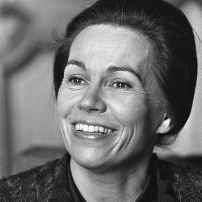 Marie-France Garaud, candidate à l'élection présidentielle de 1981 en conférence de presse le 29 octobre 1980 à Paris.