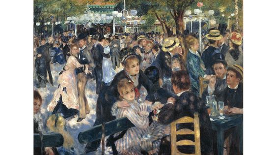Auguste Renoir, Bal du moulin de la Galette, 1876. Huile sur toile, 131 × 175 cm, Musée d'Orsay - Wikimedia Commons