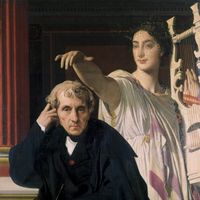 Luigi Cherubini et la Muse de la Poésie Lyrique de Ingres. Musée du Louvre. Paris