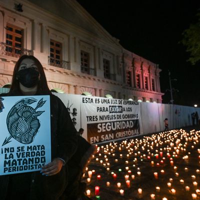 Une veillée à Mexico le 4 mars 2022, après la mort d'un journaliste au Zacatecas