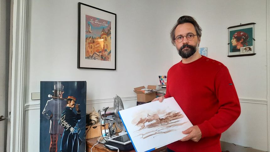 “La rémunération des dédicaces est une impulsion allant dans le bon sens” : Marc-Antoine Boidin, vice-président du groupement BD du Snac, Syndicat national des auteurs et des compositeurs, dans son atelier parisien, le 14 mars 2022.