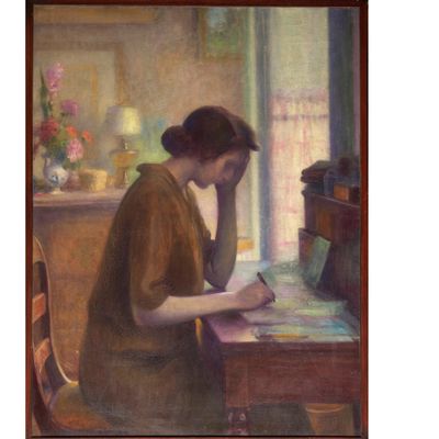 Ernest Rouart, Julie Manet écrivant, Huile sur toile, 116,7 x 89,2 cm, Collection particulière