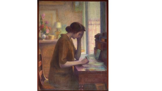 Ernest Rouart, Julie Manet écrivant, Huile sur toile, 116,7 x 89,2 cm, Collection particulière - Christian Baraja SLB