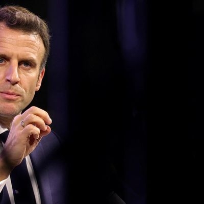 Le président français Emmanuel Macron lors d'un discours à Paris (France) le 16 février 2022