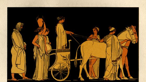 "Ulysse suivant la voiture de Nausicaa". Tiré de "Stories From Homer" par le Révérend Alfred J. Church, M.A. ; illustration d'après des dessins de John Flaxman. ©Getty - Publié par Seeley, Jackson & Halliday, Londres, 1878 - Getty Images