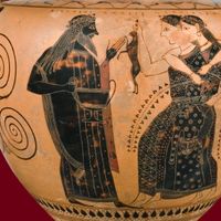 Amphore attique céramique à figures noires, vers 540-530 av. J.-C. – Cabinet des Médailles