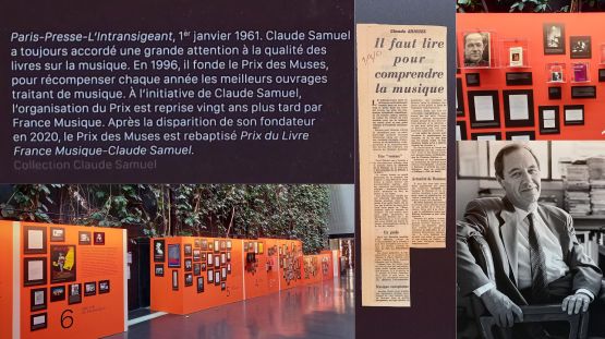 Exposition "Les sept vies de Claude Samuel" dans le Hall de Radio France durant le festival Présences 2022. Commissariat Arnaud Merlin