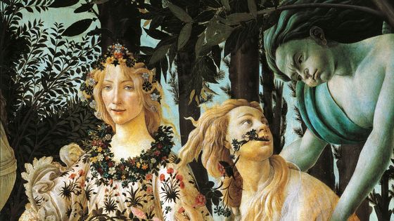 Détail de l'œuvre "Le Printemps" de Botticelli : Flora, la nymphe Chloris et Zéphyr ©Getty - DeAgostini